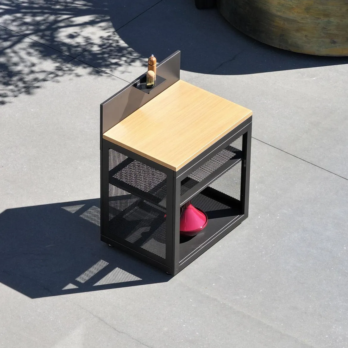 Modulo cucina da esterno acciaio e decorazione legno 1 ripiano, 80cm