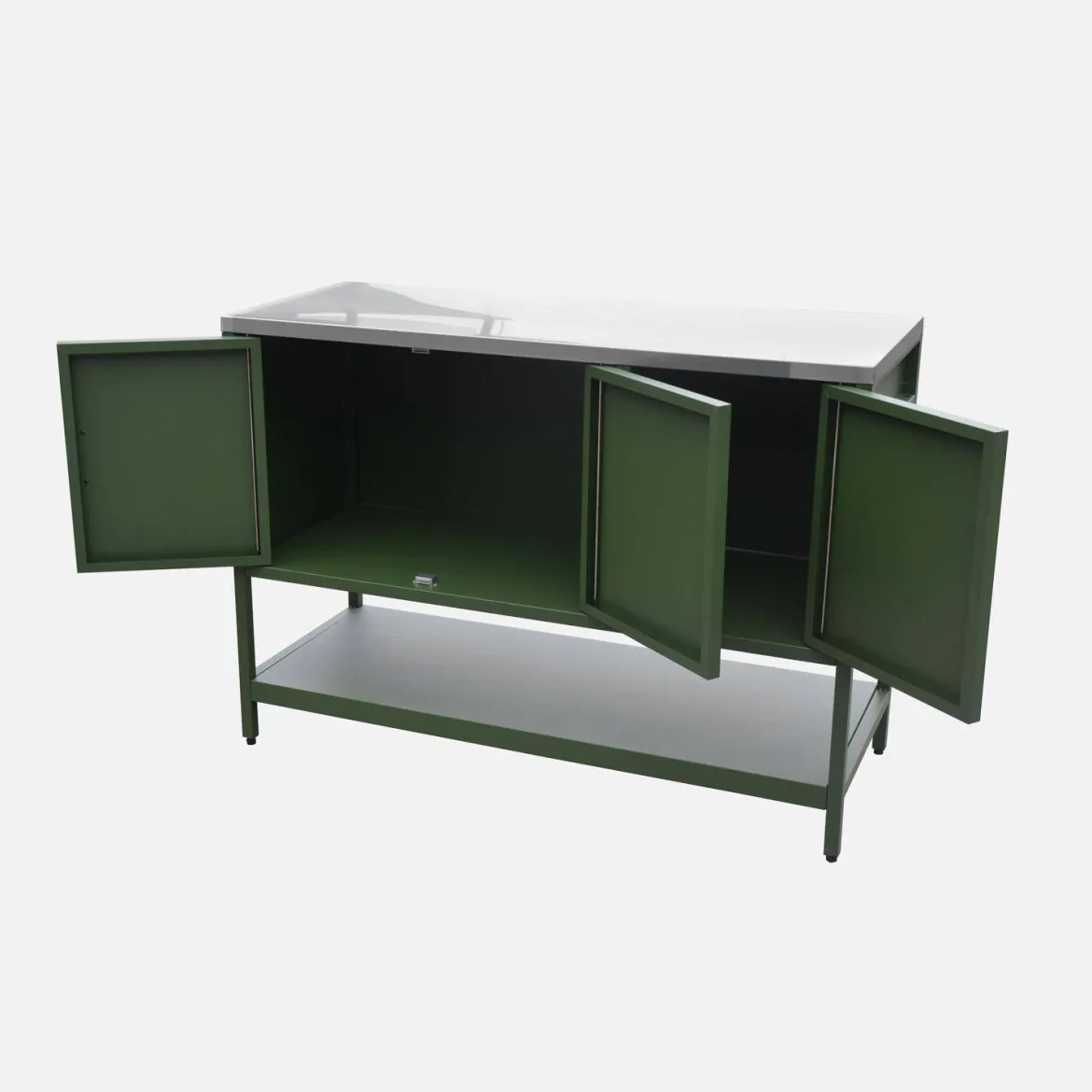 Modulo cucina da esterno in acciaio 3 ante e 1 ripiano, 120cm
