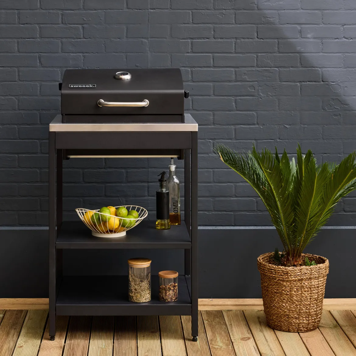 Modulo cucina da esterno con barbecue a carbonella