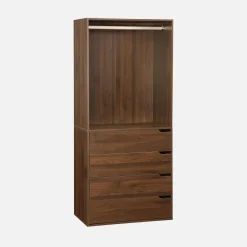 Modulo guardaroba decorazione legno 4 cassetti 1 appendiabiti