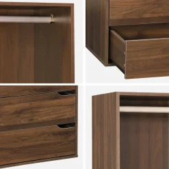 Modulo guardaroba decorazione legno 4 cassetti 1 appendiabiti