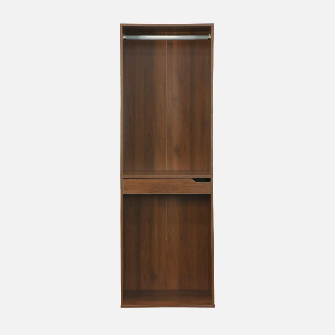 Modulo guardaroba effetto legno con appendiabiti e portapantaloni