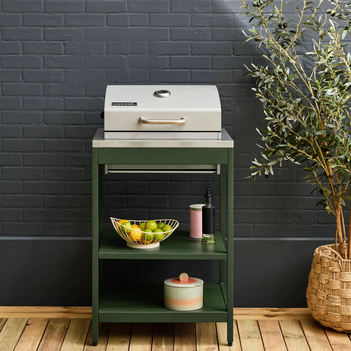 Modulo cucina da esterno con barbecue a carbonella