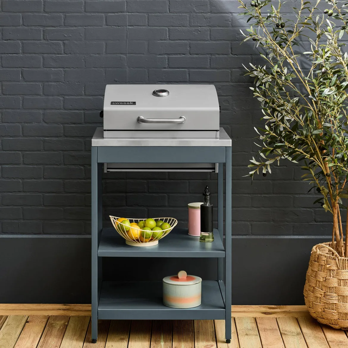 Modulo cucina da esterno con barbecue a carbonella