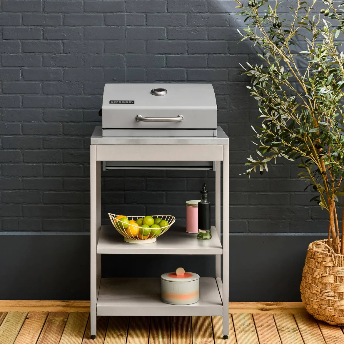Modulo cucina da esterno con barbecue a carbonella