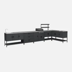 Modulo cucina da esterno con barbecue a gas a 3 bruciatori, 5 moduli