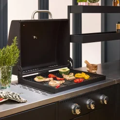 Modulo cucina da esterno con barbecue a gas a 3 bruciatori, 5 moduli
