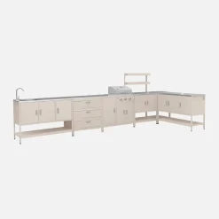 Modulo cucina da esterno con barbecue a gas a 3 bruciatori, 5 moduli