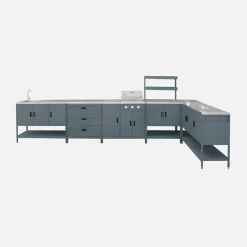 Modulo cucina da esterno con barbecue a gas a 3 bruciatori, 5 moduli