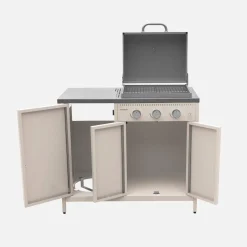 Modulo cucina da esterno con barbecue a gas a 3 bruciatori, 2 moduli