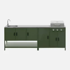 Modulo cucina da esterno con barbecue a gas a 3 bruciatori, 2 moduli