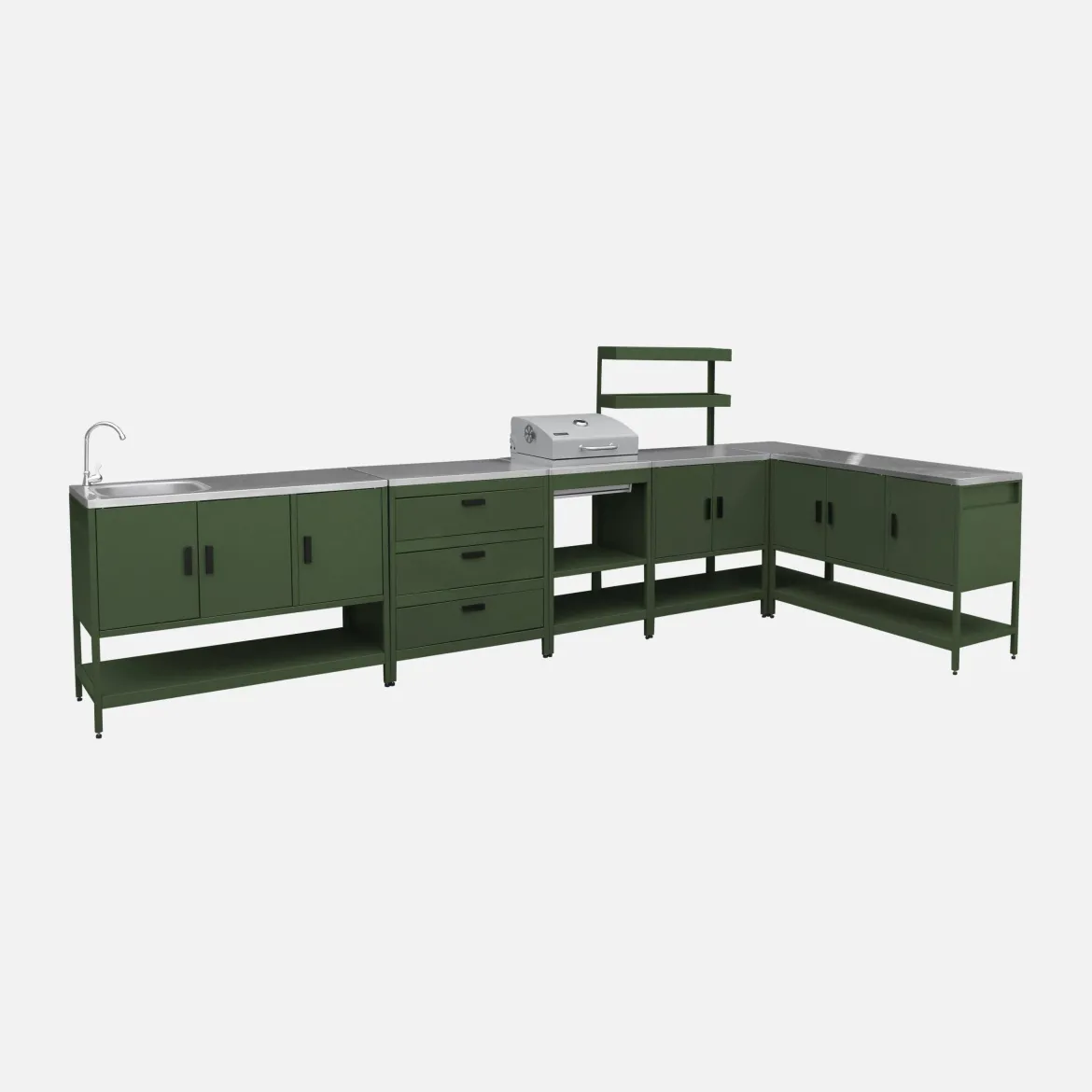 Modulo cucina da esterno con barbecue a carbonella, 6 moduli