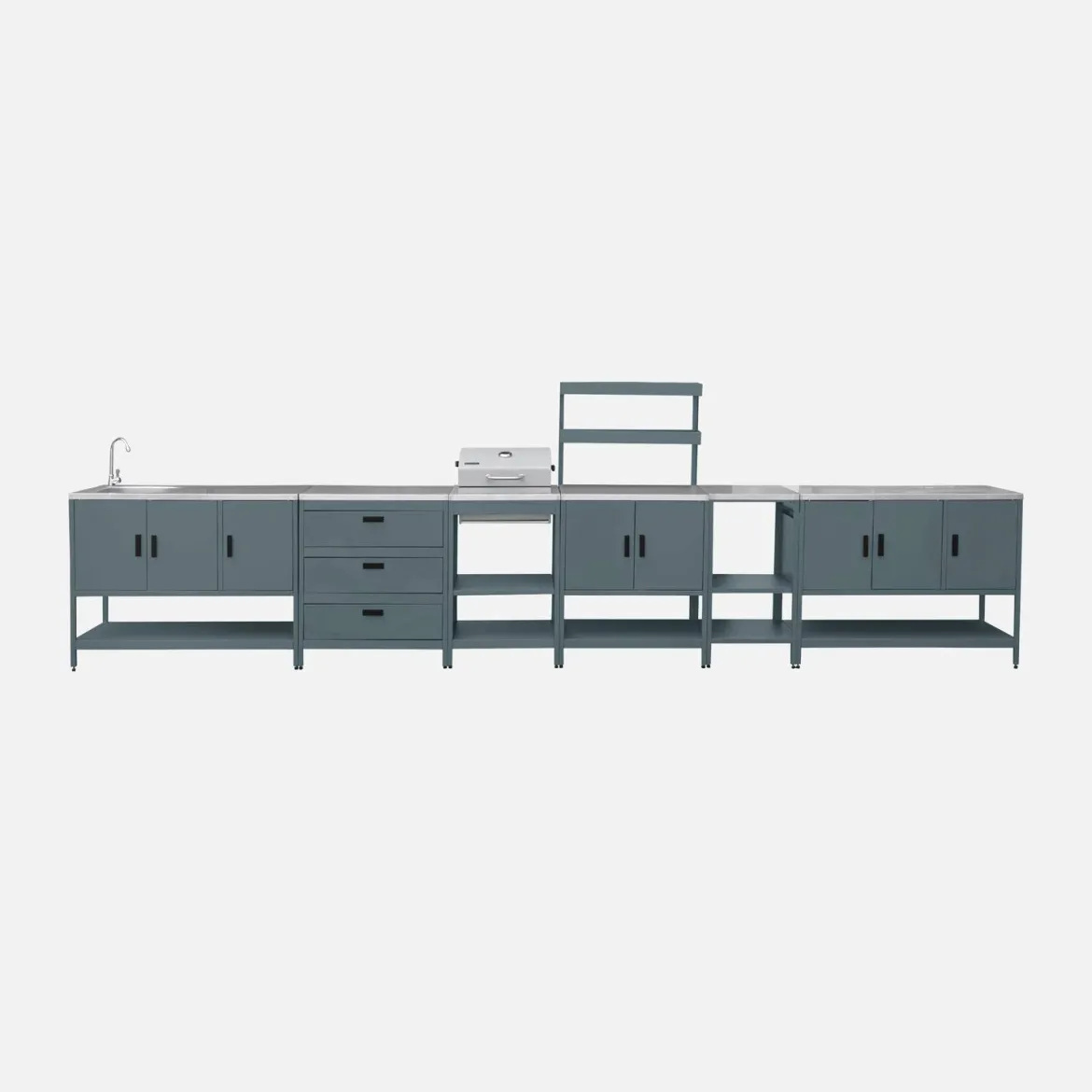 Modulo cucina da esterno con barbecue a carbonella, 6 moduli