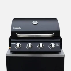 Modulo cucina da esterno in acciaio con barbecue a gas a 4 bruciatori, 80cm