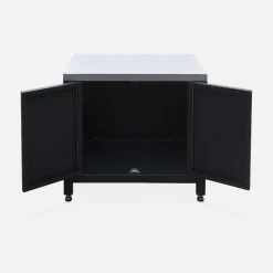 Modulo cucina da esterno in acciaio con barbecue a gas a 4 bruciatori, 80cm