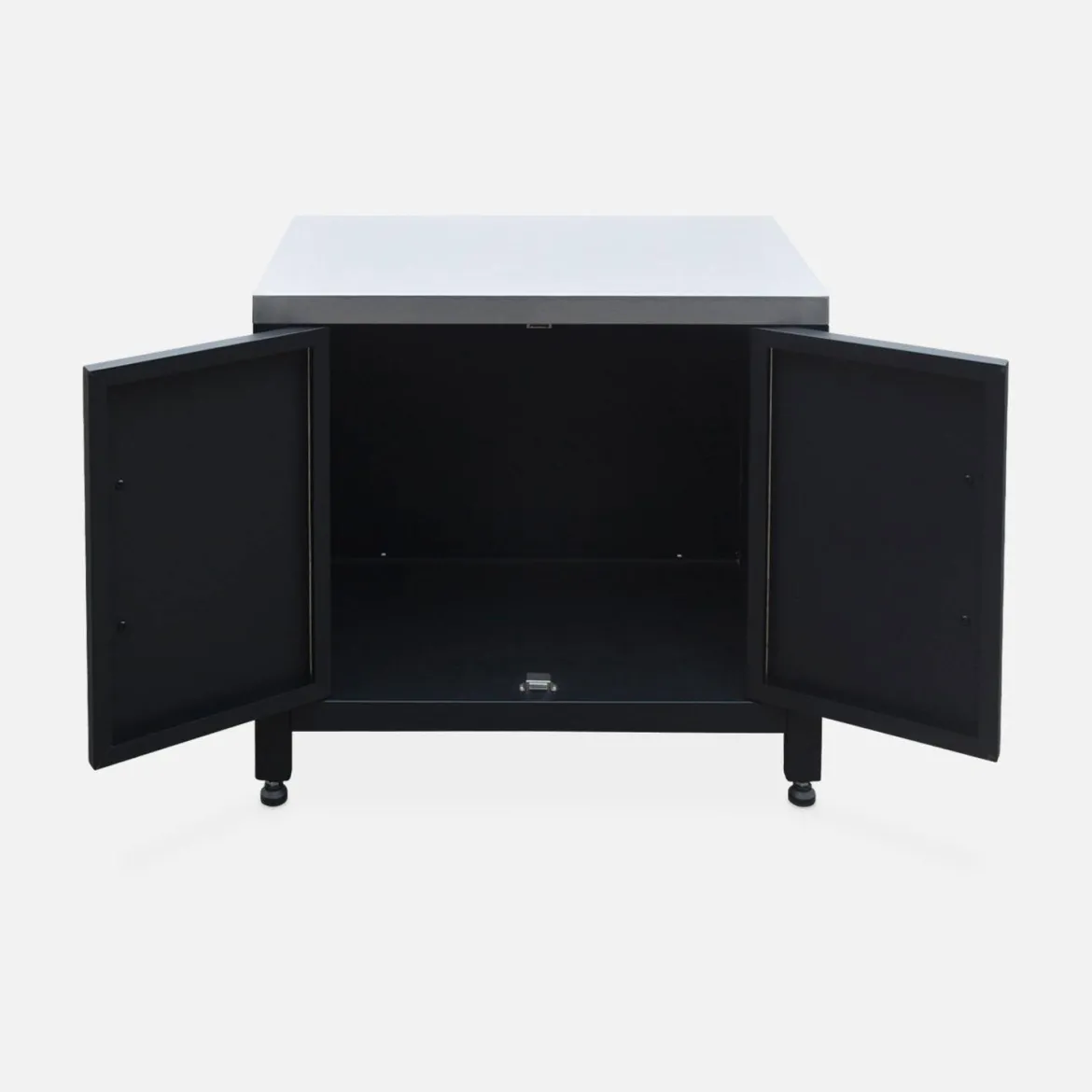 Modulo cucina da esterno in acciaio con barbecue a gas a 4 bruciatori, 80cm