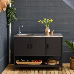 Modulo cucina da esterno in acciaio con lavandino, 120cm