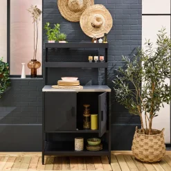 Modulo cucina da esterno in acciaio con 2 ripiani sospesi e 2 ante, 80cm