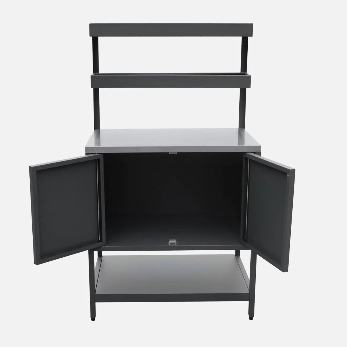 Modulo cucina da esterno in acciaio con 2 ripiani sospesi e 2 ante, 80cm