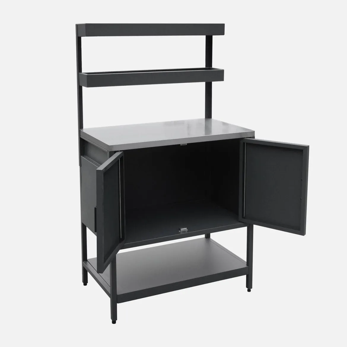 Modulo cucina da esterno in acciaio con 2 ripiani sospesi e 2 ante, 80cm