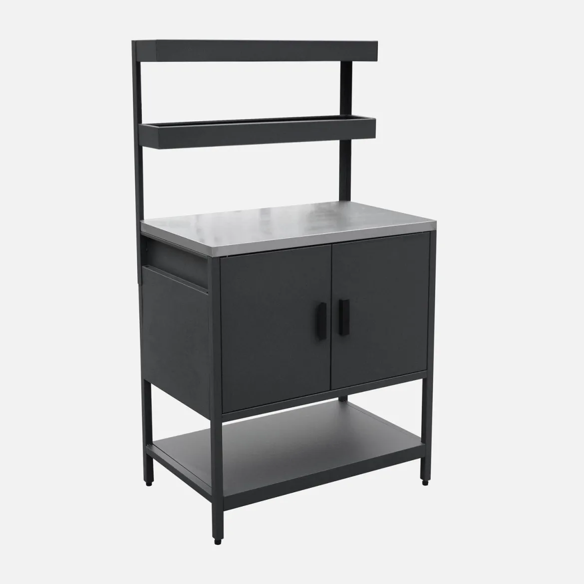 Modulo cucina da esterno in acciaio con 2 ripiani sospesi e 2 ante, 80cm