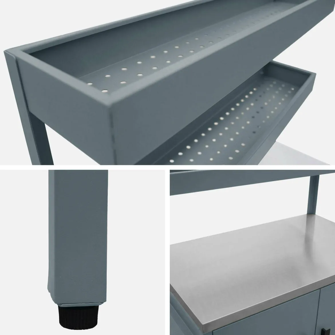 Modulo cucina da esterno in acciaio con 2 ripiani sospesi e 2 ante, 80cm