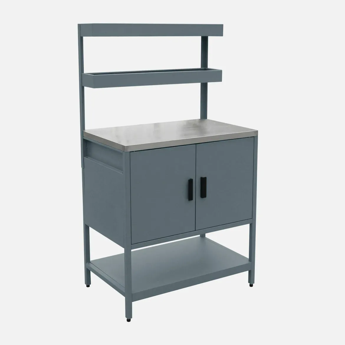 Modulo cucina da esterno in acciaio con 2 ripiani sospesi e 2 ante, 80cm