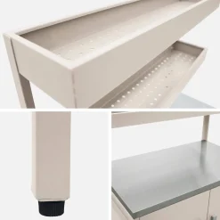 Modulo cucina da esterno in acciaio con 2 ripiani sospesi e 2 ante, 80cm