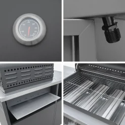 Modulo cucina da esterno in metallo con barbecue a gas a 3 bruciatori