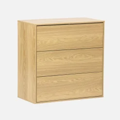 Modulo di stoccaggio decorativo in legno 3 cassetti