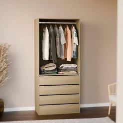 Modulo guardaroba con 4 cassetti e 1 spazio appendiabiti