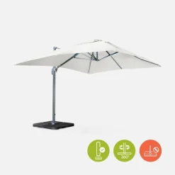 Ombrellone decentrato rettangolare 3x4m con luce LED