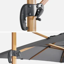 Ombrellone rettangolare asta effetto legno, 3x4m