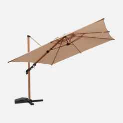 Ombrellone rettangolare asta effetto legno, 3x4m