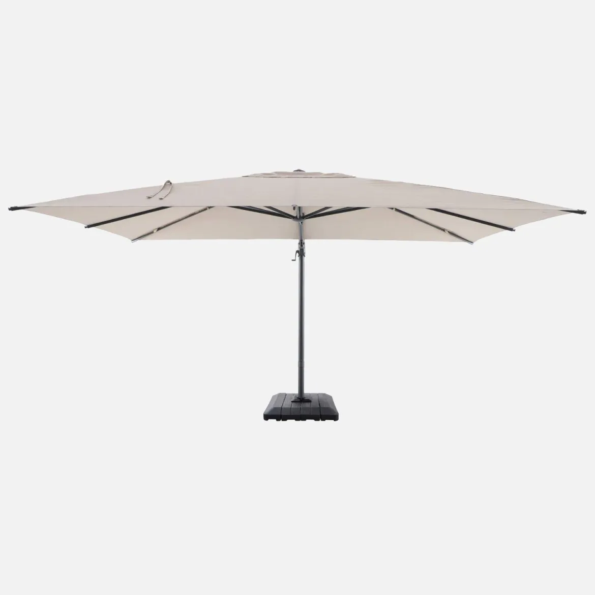 Ombrellone rettangolare eccentrico, 3x4m + copertura + base 98x98cm