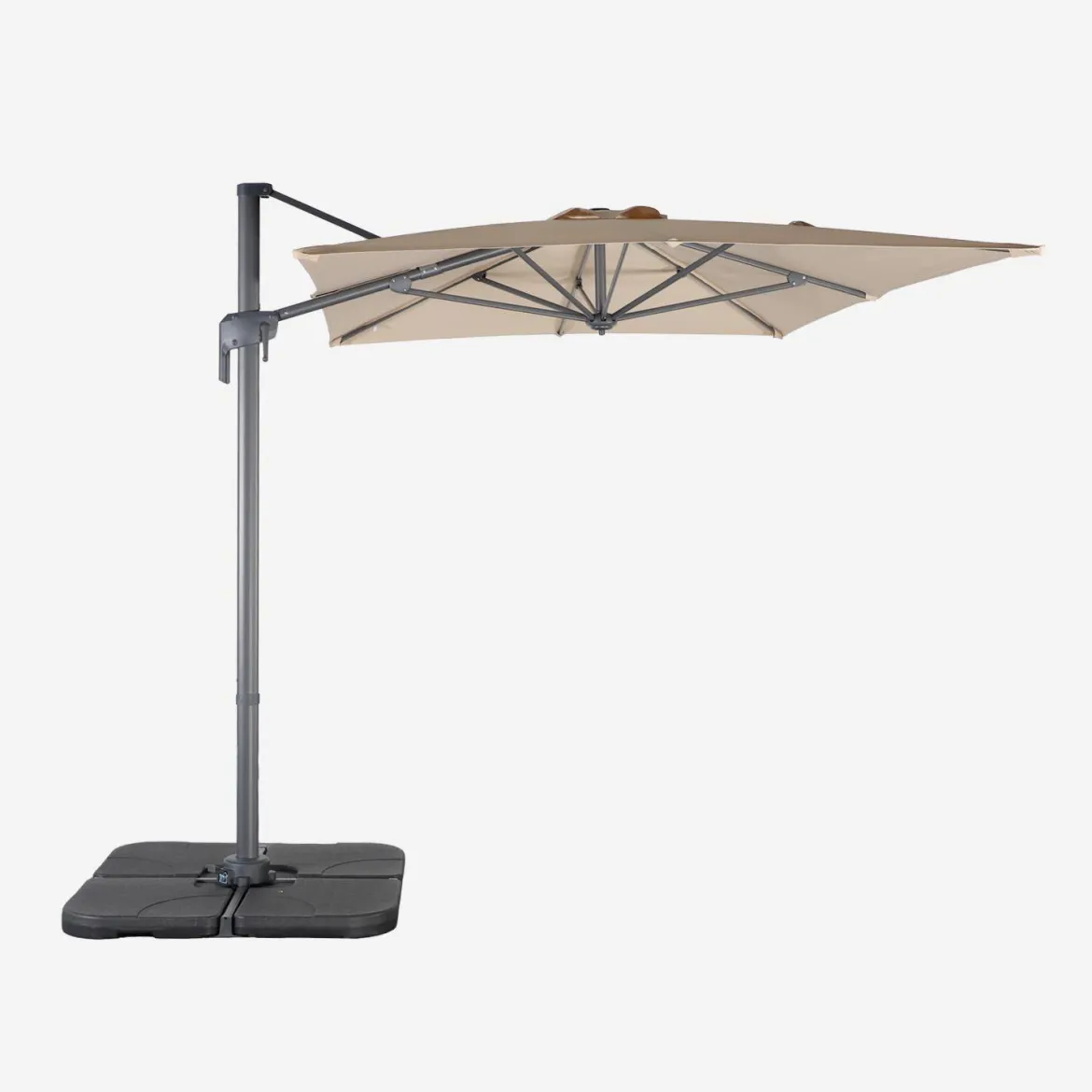 Ombrellone rettangolare eccentrico, 2x3m + base 50x50cm