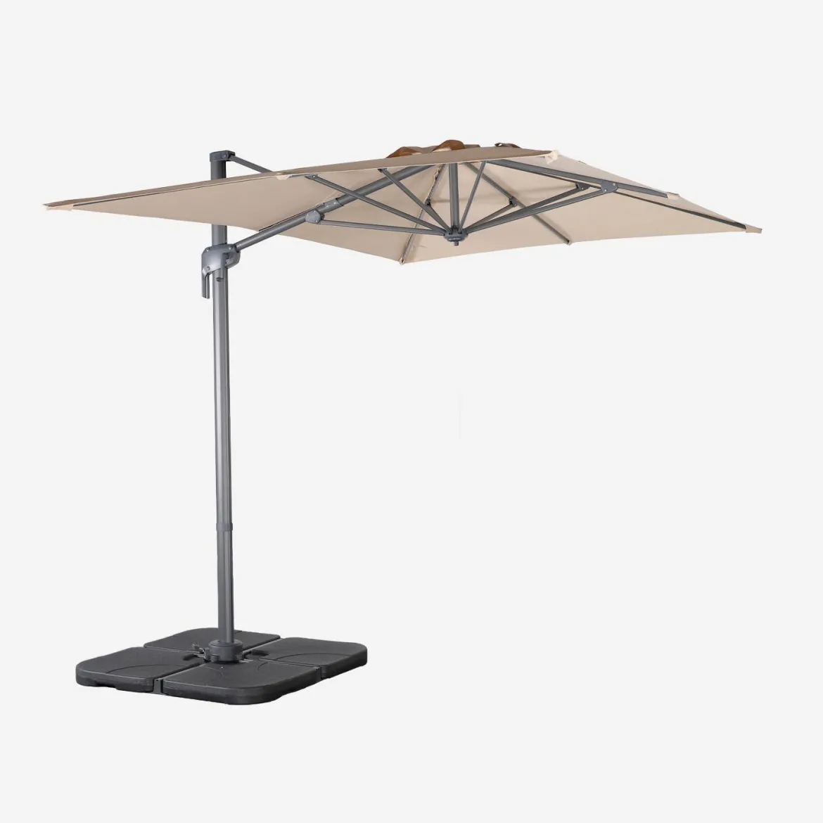 Ombrellone rettangolare eccentrico, 2x3m + base 50x50cm