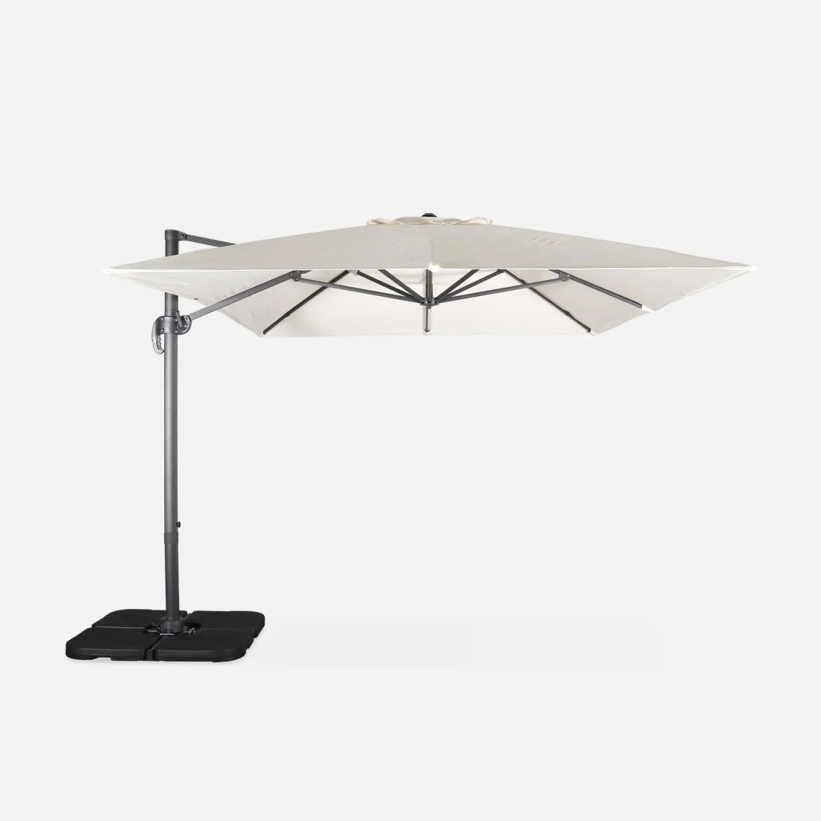 Ombrellone rettangolare eccentrico, 3x4m + base 50x50cm
