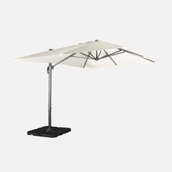 Ombrellone rettangolare eccentrico, 3x4m + base 50x50cm