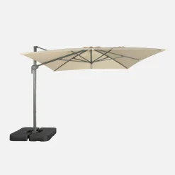 Ombrellone rettangolare eccentrico, 3x4m + base 50x50cm