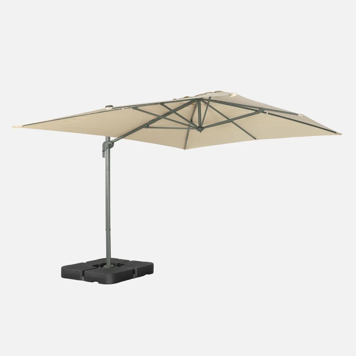 Ombrellone rettangolare eccentrico, 3x4m + base 50x50cm