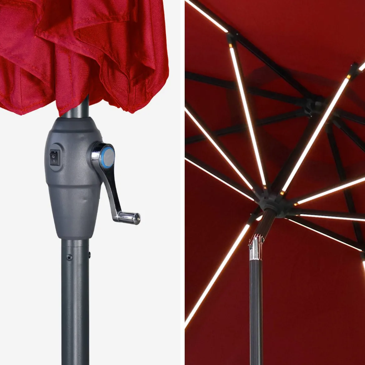 Ombrellone rotondo con LED, Ø2,7m