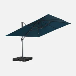 Ombrellone rettangolare eccentrico, 3x4m + piastre di zavorra 50x50cm