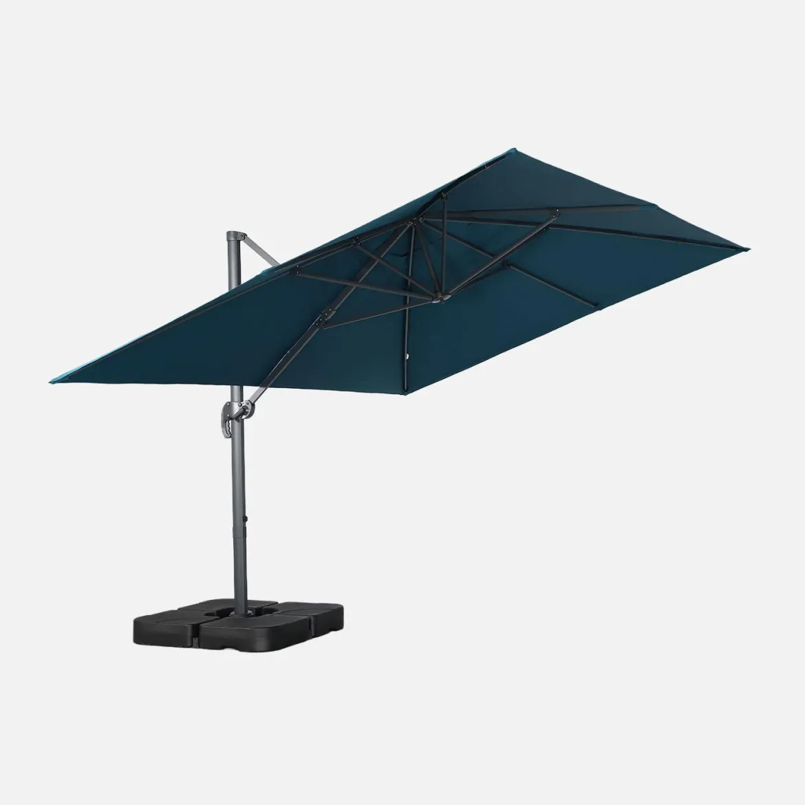 Ombrellone rettangolare eccentrico, 3x4m + piastre di zavorra 50x50cm