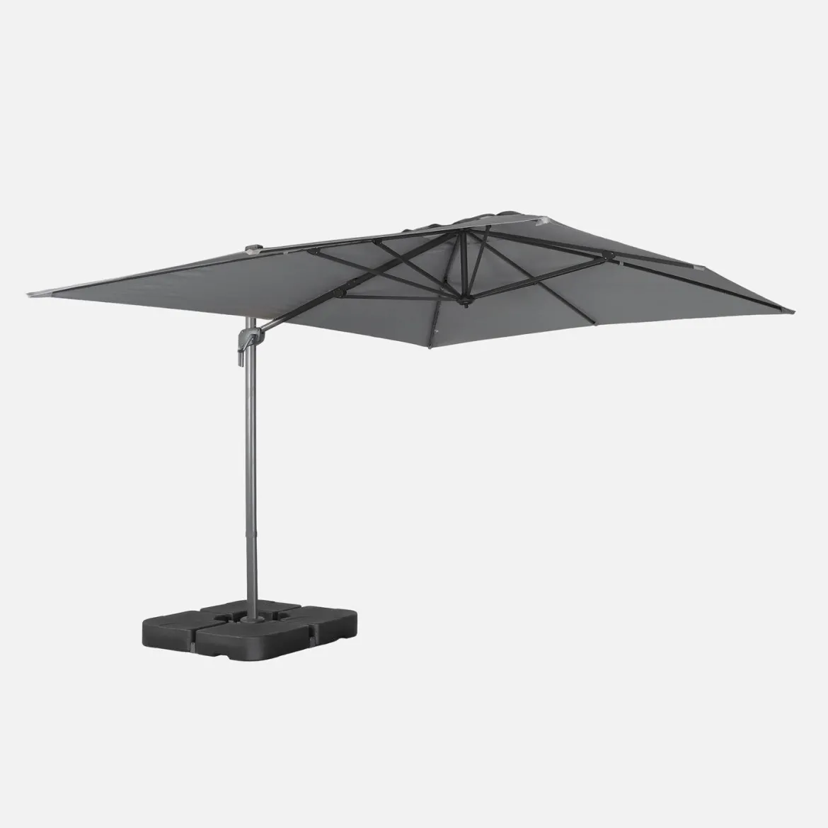 Ombrellone rettangolare eccentrico, 3x4m + base 50x50cm