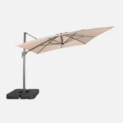 Ombrellone rettangolare eccentrico, 3x4m + base 50x50cm