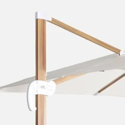 Ombrellone rettangolare eccentrico asta effetto legno, 3x4m + base 50x50cm