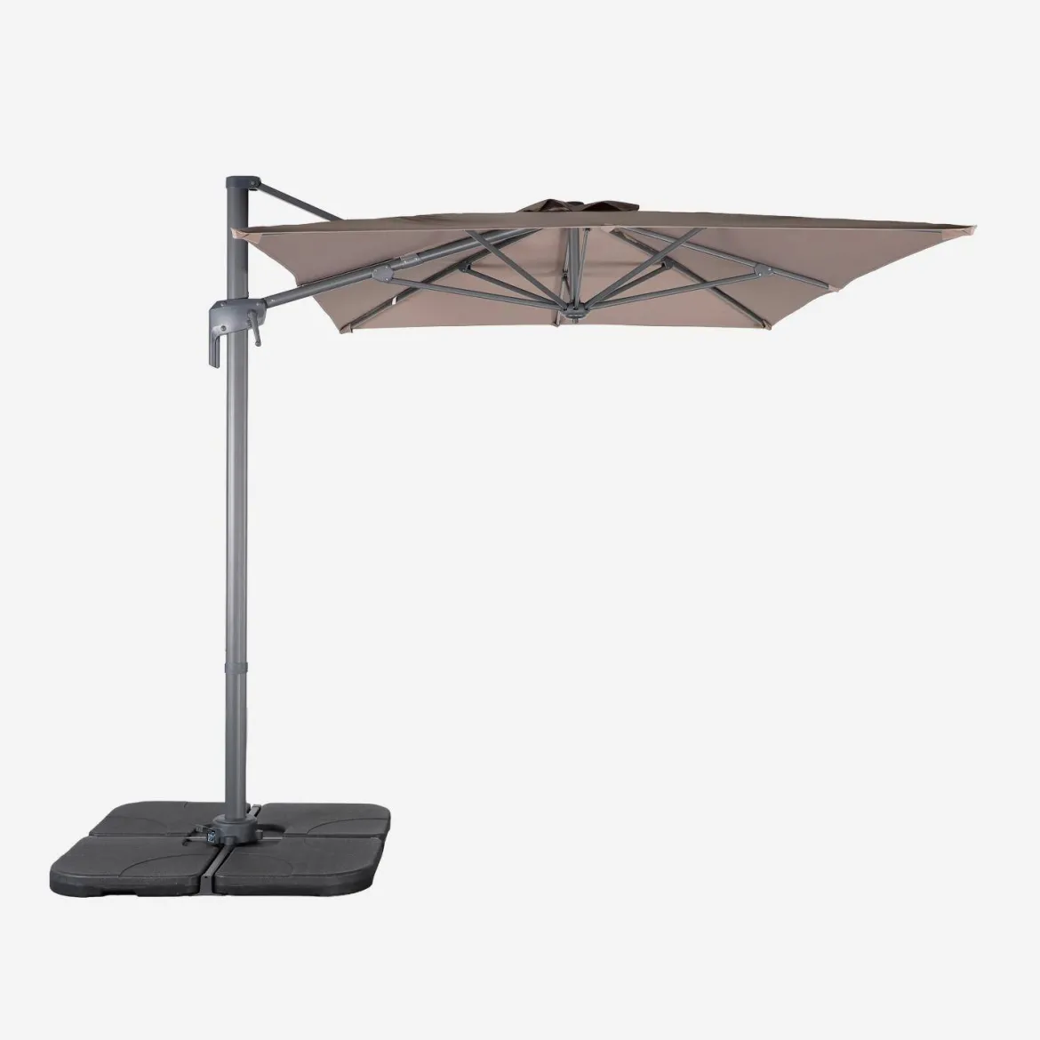 Ombrellone rettangolare eccentrico, 2x3m + base 50x50cm