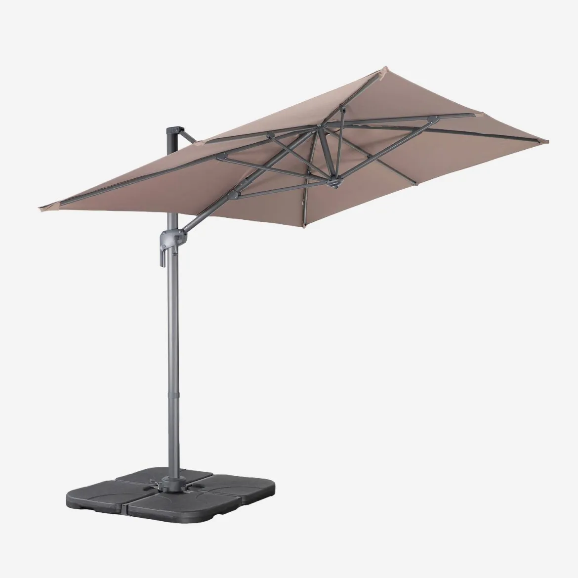 Ombrellone rettangolare eccentrico, 2x3m + base 50x50cm