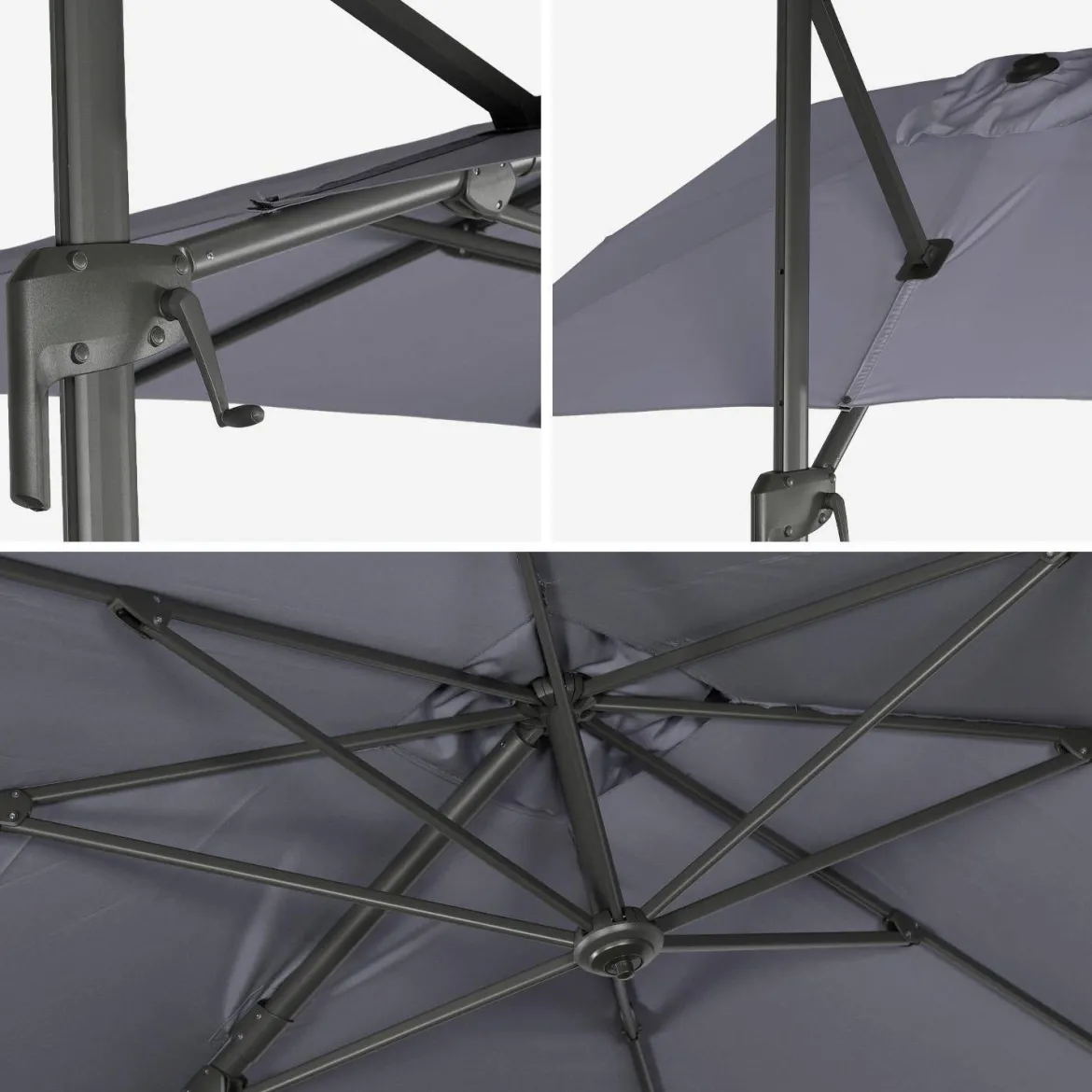 Ombrellone rettangolare eccentrico, 2x3m + base 50x50cm